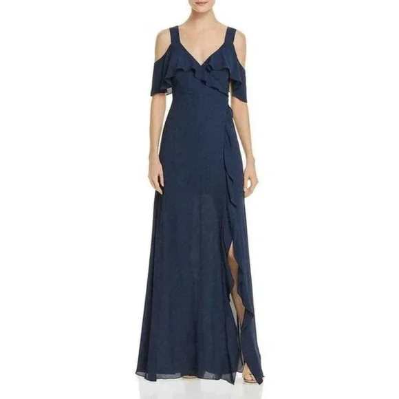 BCBG Max Azria Womens Charley Cold Shoulder V-Neck Evening Dress BCBG Max Azria Womens Charley Cold Shoulder V-Neck Evening Dress